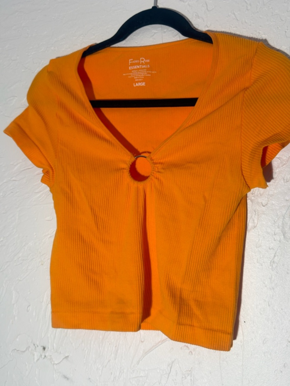 Orange Ring-Front Ribbed Top - Large